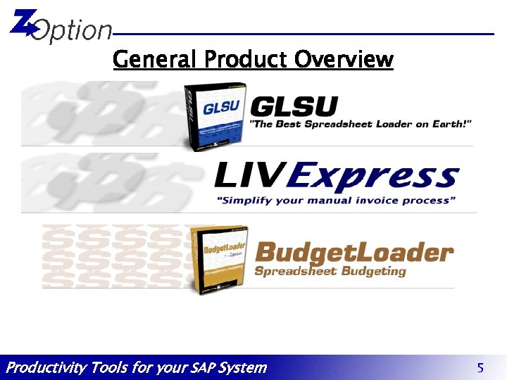 General Product Overview Productivity Tools for your SAP System 5 