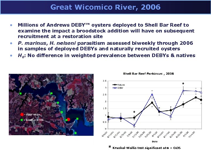 Great Wicomico River, 2006 • • • Millions of Andrews DEBY™ oysters deployed to