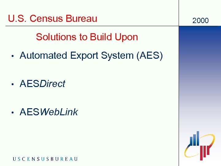 U. S. Census Bureau Solutions to Build Upon • Automated Export System (AES) •