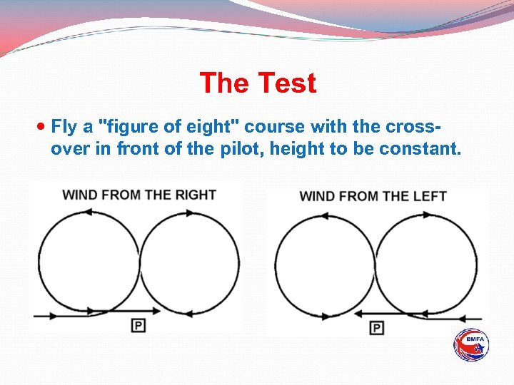 The Test Fly a "figure of eight" course with the crossover in front of