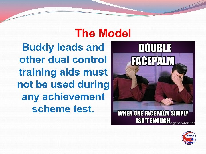 The Model Buddy leads and other dual control training aids must not be used