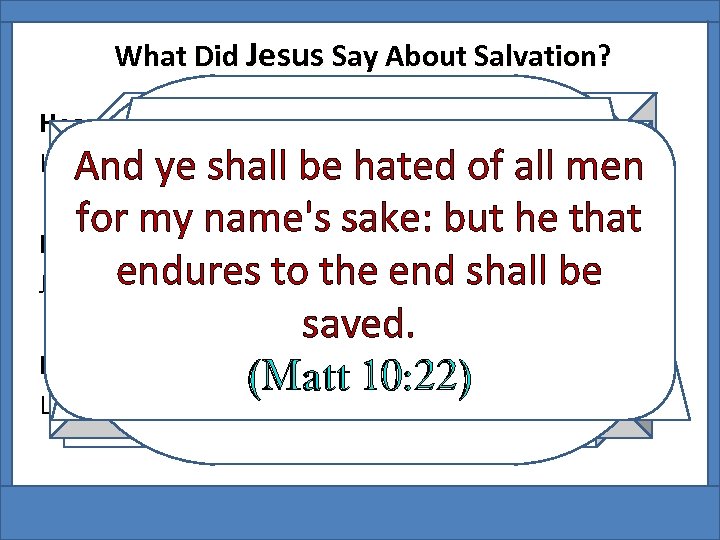 What Did Jesus Say About Salvation? Hear. Luke 11: 28 And ye Confess Matthew