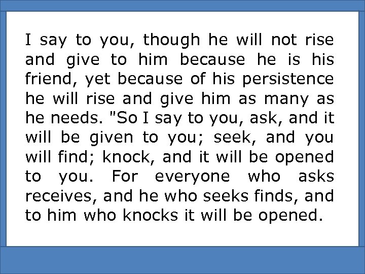 I say to you, though he will not rise and give to him because