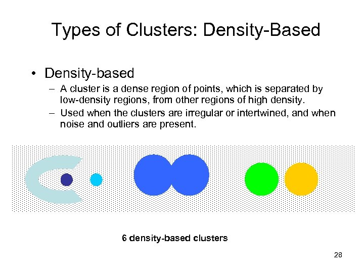 Types of Clusters: Density-Based • Density-based – A cluster is a dense region of