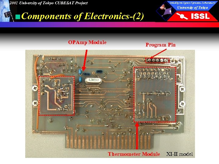 2001 University of Tokyo CUBESAT Project ■Components of Electronics-(2) OPAmp Module Program Pin Thermometer
