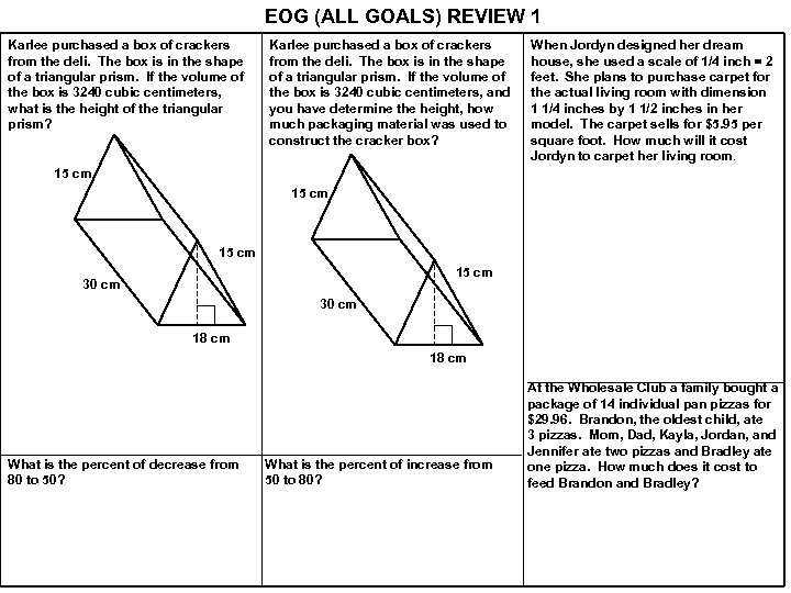 EOG (ALL GOALS) REVIEW 1 Karlee purchased a box of crackers from the deli.