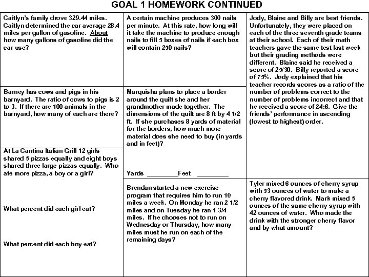 GOAL 1 HOMEWORK CONTINUED Caitlyn’s family drove 329. 44 miles. Caitlyn determined the car