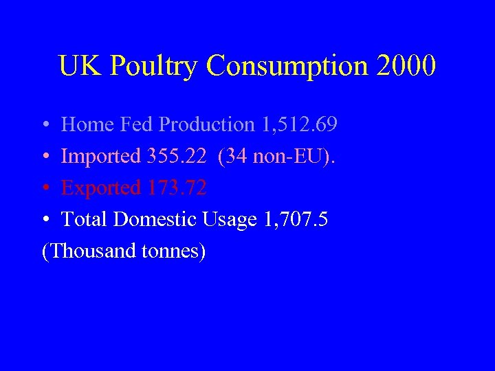 UK Poultry Consumption 2000 • Home Fed Production 1, 512. 69 • Imported 355.