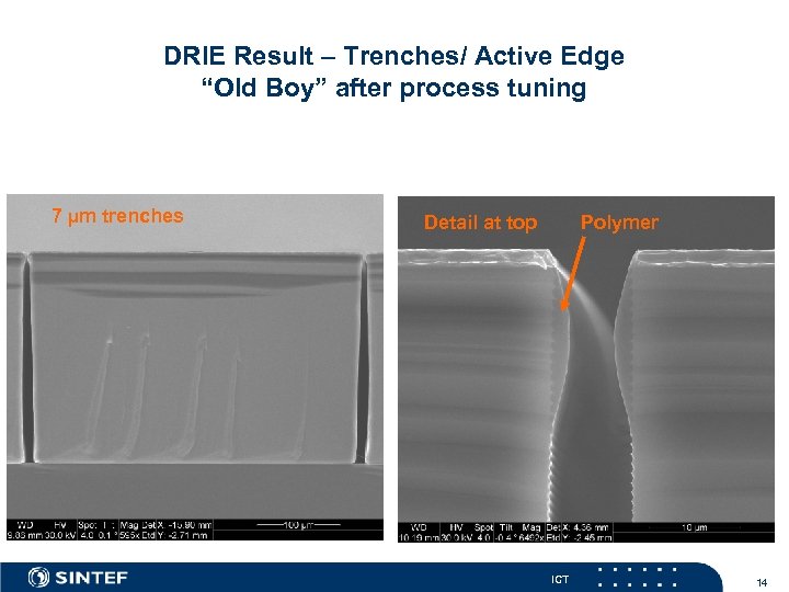 DRIE Result – Trenches/ Active Edge “Old Boy” after process tuning 7 µm trenches