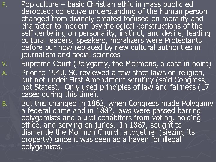 F. V. A. B. Pop culture – basic Christian ethic in mass public ed