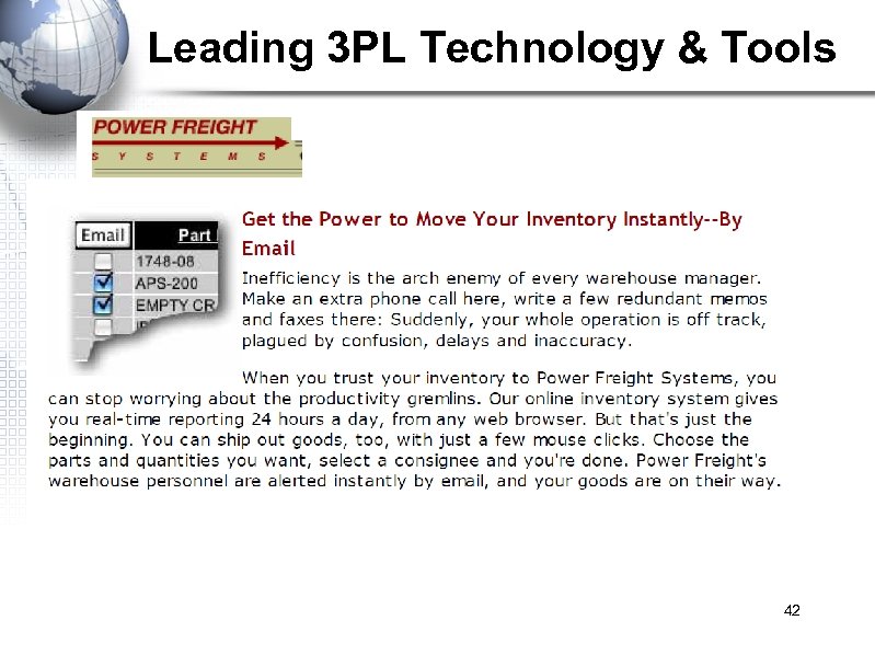 Leading 3 PL Technology & Tools 42 