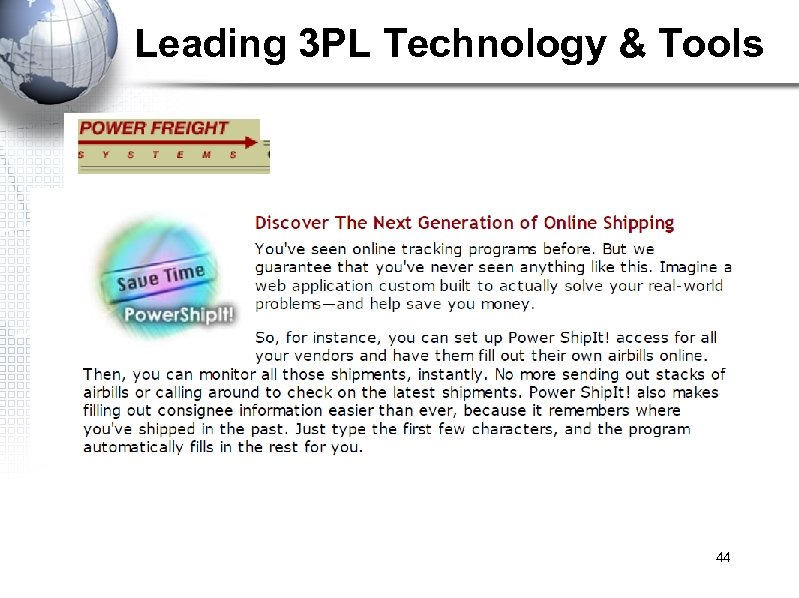 Leading 3 PL Technology & Tools 44 