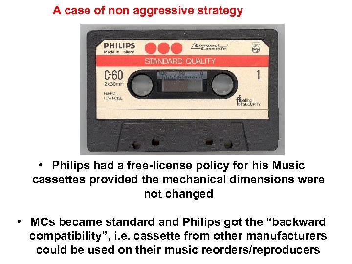 A case of non aggressive strategy • Philips had a free-license policy for his