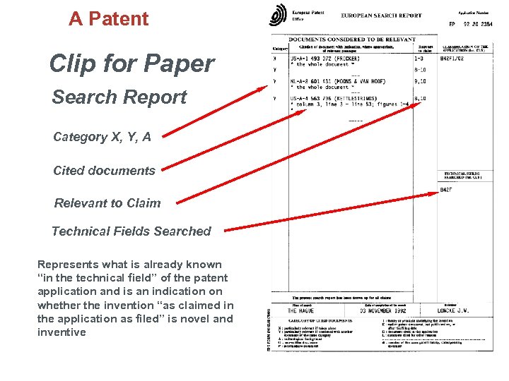 A Patent Clip for Paper Search Report Category X, Y, A Cited documents Relevant