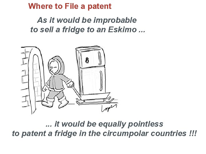 Where to File a patent As it would be improbable to sell a fridge