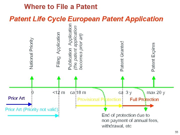 Where to File a Patent Prior Art ca 18 m Patent Expires <12 m