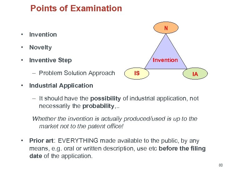 Points of Examination N • Invention • Novelty • Inventive Step – Problem Solution