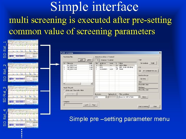 Simple interface SD Rat_4 SD Rat_3 SD Rat_2 SD Rat_1 multi screening is executed