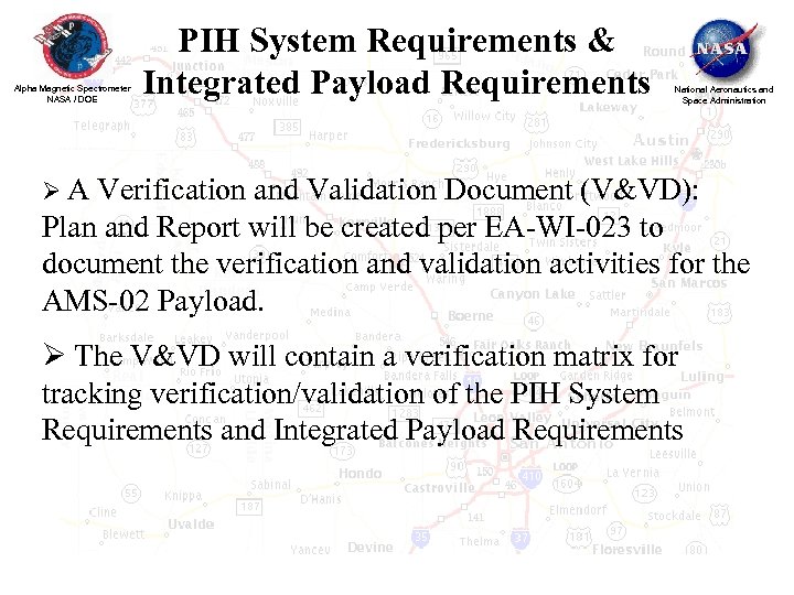 Alpha Magnetic Spectrometer NASA / DOE PIH System Requirements & Integrated Payload Requirements National