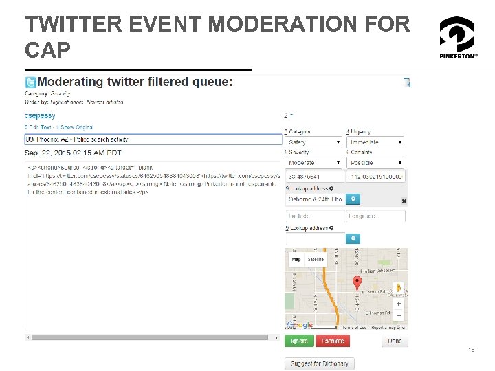 TWITTER EVENT MODERATION FOR CAP 18 