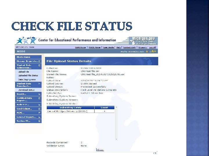 CHECK FILE STATUS 14 