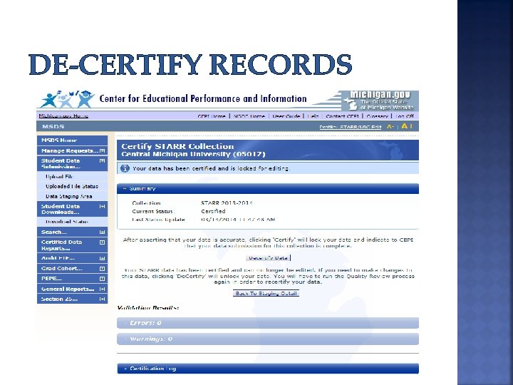 DE-CERTIFY RECORDS 24 
