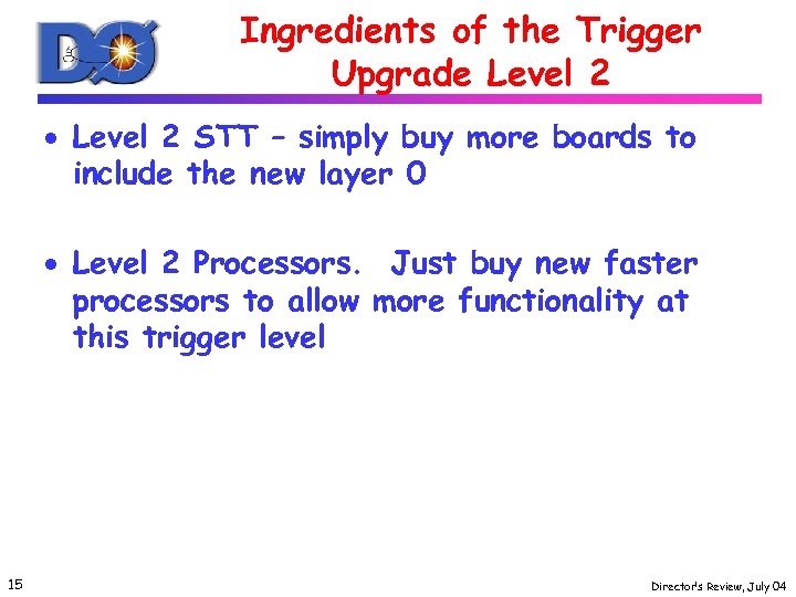 Ingredients of the Trigger Upgrade Level 2 · Level 2 STT – simply buy
