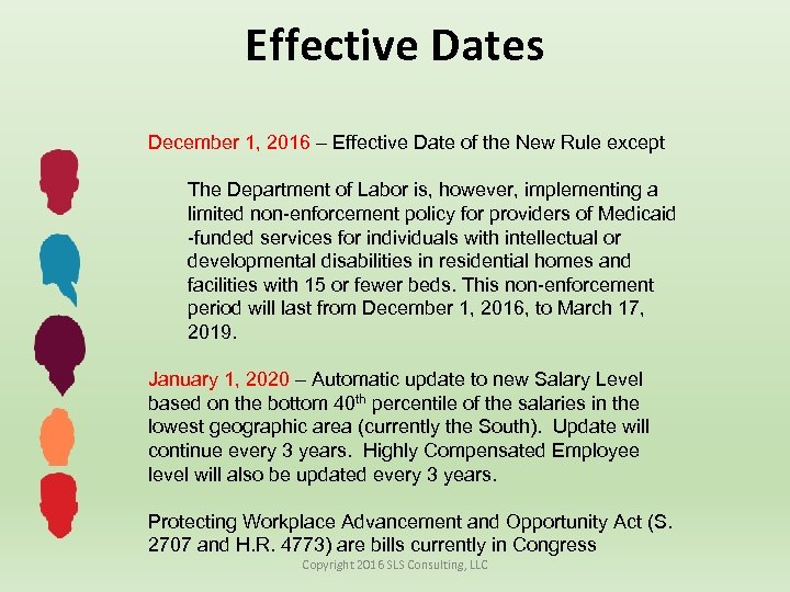Effective Dates December 1, 2016 – Effective Date of the New Rule except The