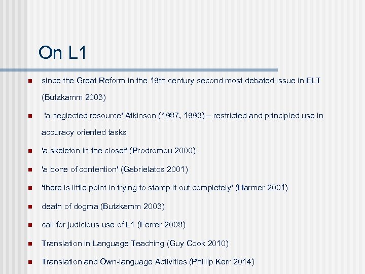 On L 1 n since the Great Reform in the 19 th century second
