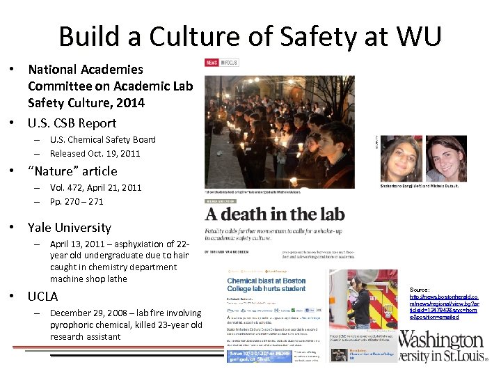 Build a Culture of Safety at WU • National Academies Committee on Academic Lab