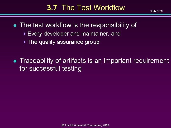 3. 7 The Test Workflow l Slide 3. 29 The test workflow is the