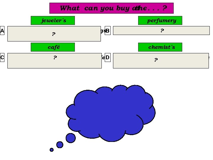 What can you buy at. . . ? the jeweler´s A We can buy