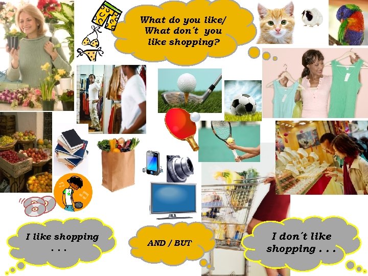 What do you like/ What don´t you like shopping? I like shopping. . .