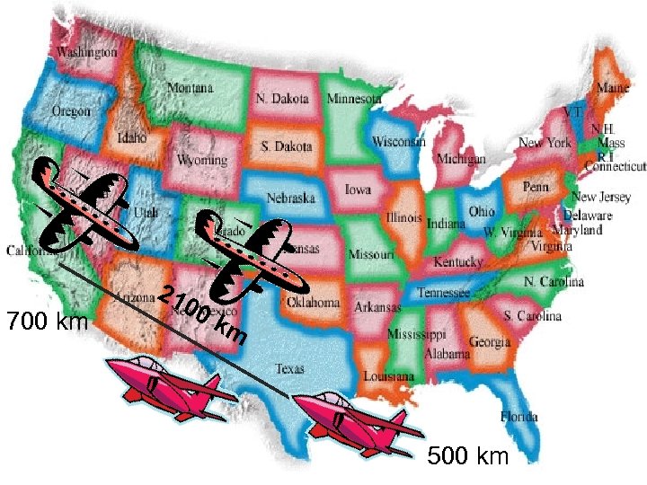 700 km 21 00 km 500 km 