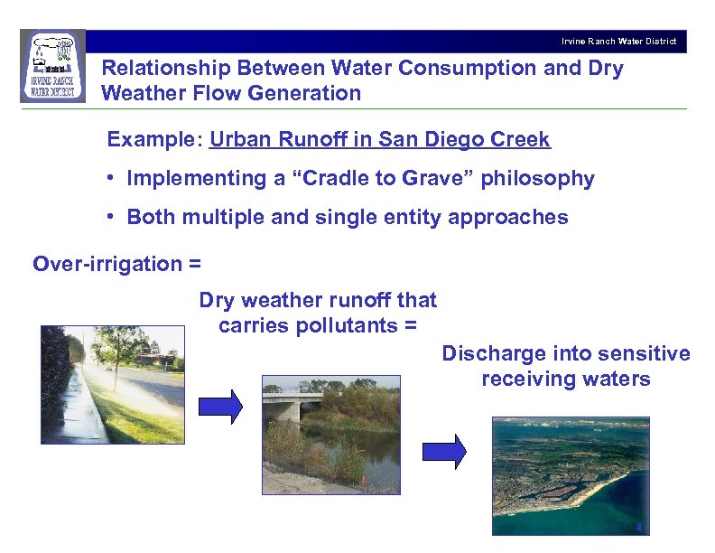 Irvine Ranch Water District Relationship Between Water Consumption and Dry Weather Flow Generation Example:
