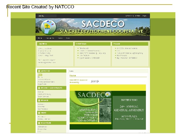 Recent Site Created by NATCCO 