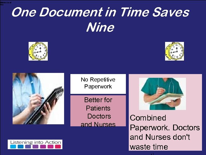 Effective Use of Time One Document in Time Saves Nine No Repetitive Paperwork Better