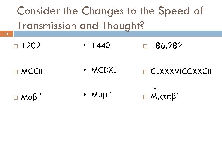 45 Consider the Changes to the Speed of Transmission and Thought? 1202 • 1440