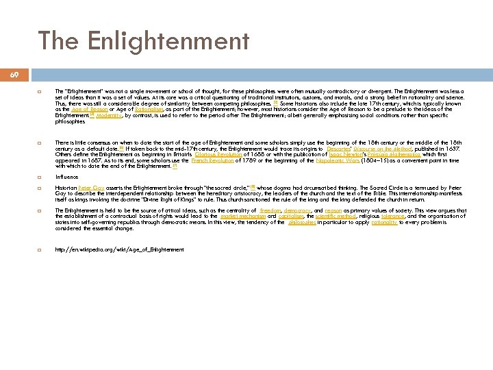 The Enlightenment 69 The 