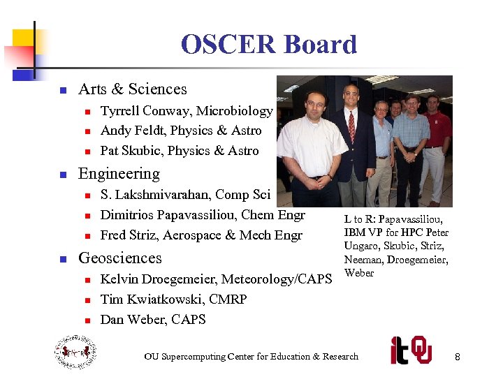 OSCER Board n Arts & Sciences n n Engineering n n Tyrrell Conway, Microbiology