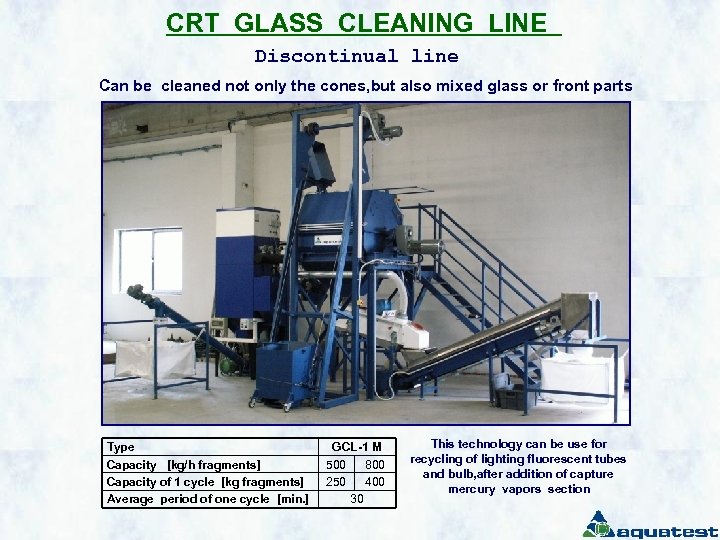 CRT GLASS CLEANING LINE Discontinual line Can be cleaned not only the cones, but