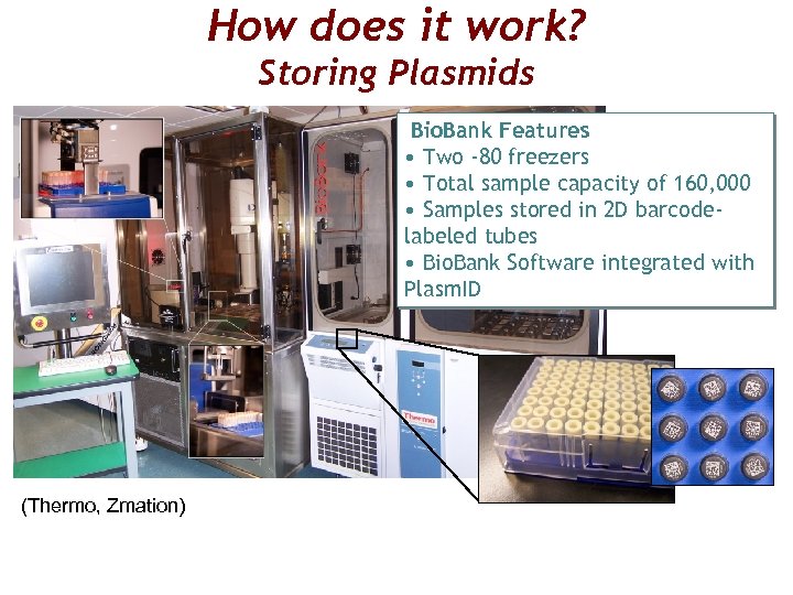 How does it work? Storing Plasmids Bio. Bank Features • Two -80 freezers •