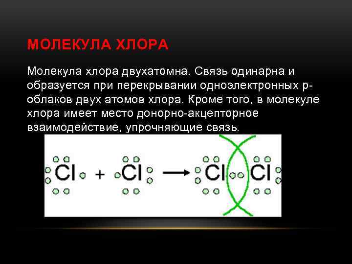 Составьте формулы соединения с хлором. Молекула хлора.