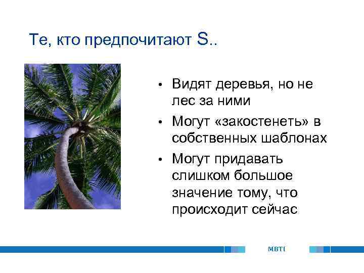 Те, кто предпочитают S. . Видят деревья, но не лес за ними • Могут