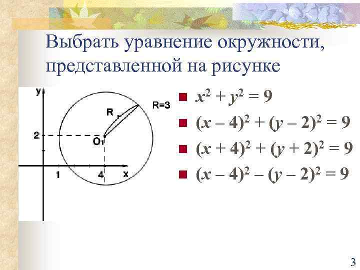 Напишите уравнение окружности