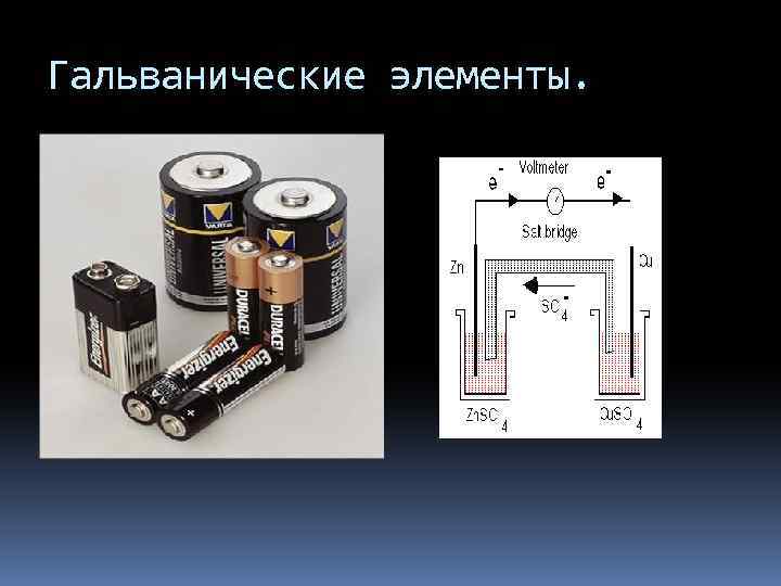 Одиночный элемент. Электролитический мостик в гальваническом элементе. Гальваническая батарея. Гальванические элементы и аккумуляторы. Типы гальванических элементов.