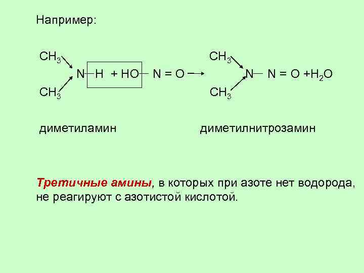 Например: CH 3 N H + HO N = О N N = О