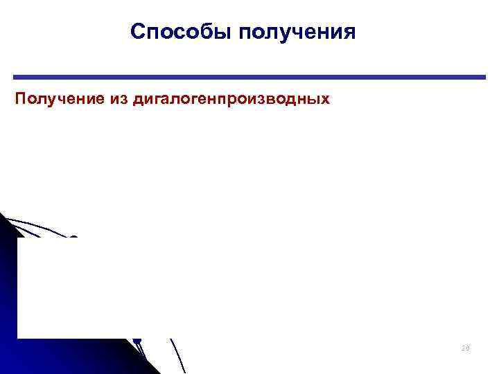 Способы получения Получение из дигалогенпроизводных 28 