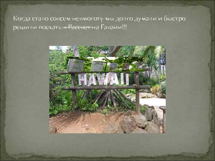 Когда стало совсем невмоготу мы долго думали и быстро решили поехать в Рассвет на