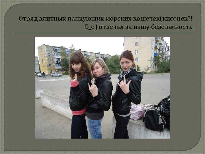 Отряд элитных панкующих морских кошечек(кисонек? ! О_о) отвечал за нашу безопасность. 